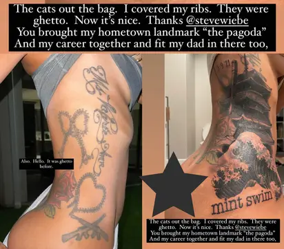 Virgil Abloh tribute tattoo located on the rib.