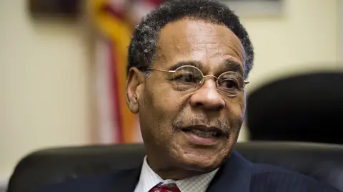 UNITED STATES - MARCH 25: Rep. Emanuel Cleaver, D-Mo., speaks with Roll Call in his office in the Rayburn House Office Building on Wednesday, March 25, 2015. (Photo By Bill Clark/CQ Roll Call)