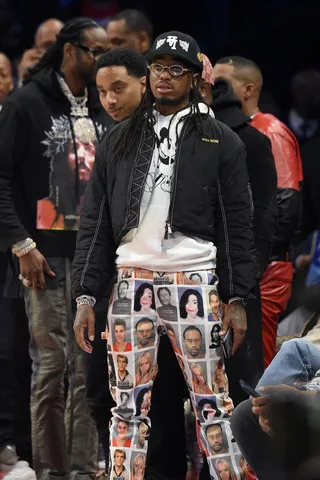 FEB 15:&nbsp;Quavo&nbsp; - Quavo attends the 2020 State Farm All-Star Saturday Night wearing a Pyer Moss jacket. (Photo: Kevin Mazur/Getty Images)
