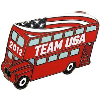 2012 Team USA Double-Decker Bus Pin - The beauty of this enamel double-decker pin is that you can stick it anywhere and subtly rep USA.  (Photo: Courtesy teamusashop.com)