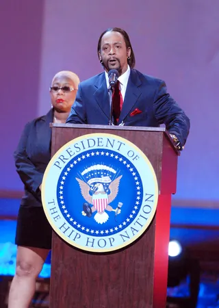 Head of Stage Prez - Katt Williams plays a Rap POTUS for the Hip Hop Awards show audience.(Photo: Rick Diamond/WireImage for BET Network)