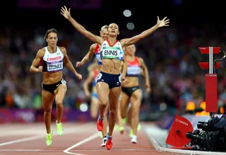 Great Ennis - Jessica Ennis of Great Britain won gold at the women's heptathlon 800m.&nbsp;(Photo: Michael Steele/Getty Images)