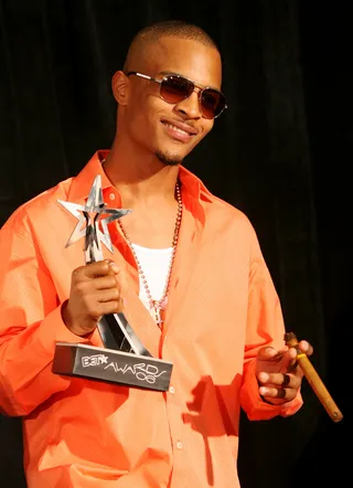 T.I.'s Winning Streak - T.I. kept the trophies coming by snagging awards for Hip Hop MVP of the Year, CD of the Year, Video of the Year and the BET Mobile Ringtone of the Year.(Photo: Frederick M. Brown/Getty Images)