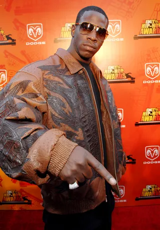 Young Dro - Nominated for four awards, including CD of the Year and MVP of the Year, Young Dro points out the red carpet's hot spot.(Photo: Rick Diamond/WireImage for BET Network)