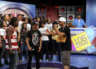 Battle Up - Freestyle Friday round one: Buddy Lo vs Qa Da Great at 106 &amp; Park, August 3, 2012. (Photo: John Ricard / BET)