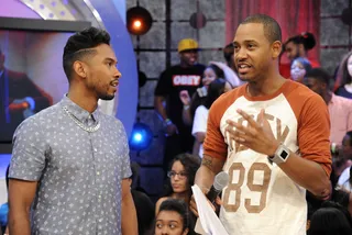 Commercial Break - Miguel and Terrence J at 106 &amp; Park, August 1, 2012. (Photo: John Ricard / BET)