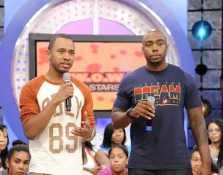 TJ and Sport&nbsp; - Terrence J and NG at 106 &amp; Park, August 1, 2012. (Photo: John Ricard / BET)