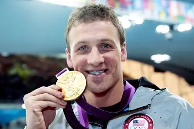 Ryan Lochte - During the past London Olympics, swimmer Ryan Lochte of the United States wanted to celebrate his gold medal brimming with American spirit, so he sported a red, white and blue grill.&nbsp; (Photo: Adam Pretty/Getty Images)