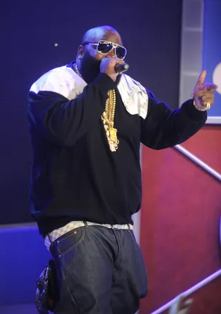 Trillville - The follow-up to&nbsp;Port of Miami&nbsp;was Rozay's incredibly successful&nbsp;Trilla. His sophomore album debuted at the top of the Billboard charts just as its predecessor thanks to the T-Pain assisted track "The Boss" and the lead single "Speedin'." (photo: John Ricard / BET)