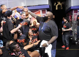 Rick Ross - Rick Ross greets fans at 106 &amp; Park, July 31, 2012. (Photo: John Ricard / BET)