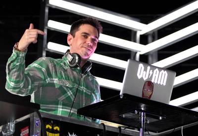 29. DJ AM - The late DJ AM infiltrated Hollywood like few other DJs before him, dating Nicole Ritchie and Mandy Moore, fleeing paparazzi cameras and playing the biggest, most exclusive celebrity-filled red-carpet events. But he backed it up with his skills on the tables, tearing down parties with clever mash-ups and scratching on albums by Madonna, Will Smith and Travis Barker.&nbsp; (Photo: Noel Vasquez/Getty Images)