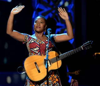 Look at God&nbsp; - India.Arie receives the love from the crowd after her show-stopping performance.&nbsp;(Photo: Jason Kempin/Getty Images for BET)