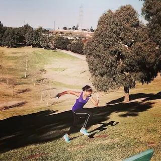 Allyson Felix @af85 - The Olympic runner takes it to the hills to raise her heart rate and get some fresh air.  (Photo: Allyson Felix via Instagram)