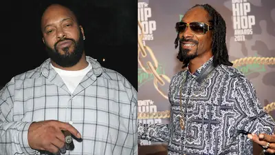 Snoop Dogg and Suge Knight - A few years after he left Death Row, Snoop still had a bone to pick with Suge Knight. The veteran MC went at the label exec on 2002’s “Pimp Slapp’d,” attempting to cut down the persona off the oft-feared, larger-than-life honcho.&nbsp;(Photos: Michael Wright/WENN; Bennett Raglin/BET/Getty Images for BET)