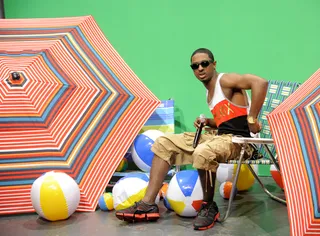 Relaxing - Shorty Da Prince claims to be broadcasting live from Dubai at 106 &amp; Park, March 20, 2012. (Photo: John Ricard/BET)