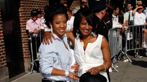   Keyshia Cole and Mom Frankie Lons visit the "Late Show with David Letterman" on June 19, 2008 at the Ed Sullivan Theatre in New York.  