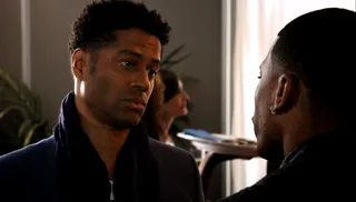 Benet's Business - Eric Benet strikes up some business with Nelly. Little does Nelly know that this business proposition might be a bit difficult to fulfill.(Photo: BET)