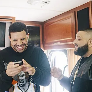 DJ Khaled @djkhaled - Drake and DJ Khaled are all jokes when they link up. &quot;I just told drake I might leak another rec soon before album comes out maybe 2 recs I feel bad for anyone that try's to stop me and fans ha ha ha ha ha ha!#sufferingfromsuccess&nbsp;#oct22&quot;(Photo: Instagram via DJ Khaled)