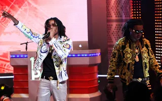 Put Ya Hands Up - Migos give a super live performance on 106.(Photo:&nbsp; Bennett Raglin/BET/Getty Images)
