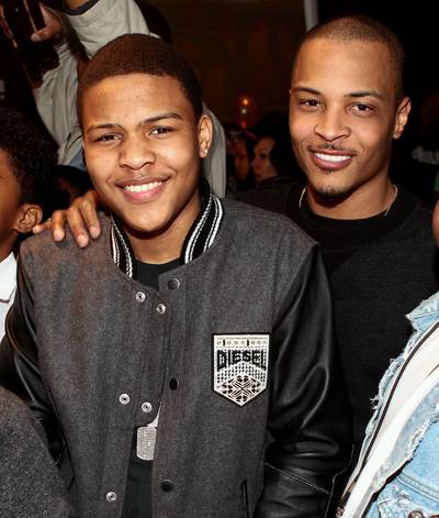T.I. and Messiah Harris -  It?s almost like looking at a mirror image when T.I. and son, Messiah, stand side by side.  (Photo: Prince Williams/FilmMagic)