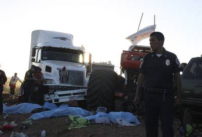Monster Truck Mayhem - The driver of a monster truck that crashed into spectators at a show in Mexico on Saturday will be charged with negligent homicide. The driver killed eight people and injured 86 after he said he lost control of the truck after he hit his head on the roof of the vehicle. (Photo: REUTERS/Stringer)