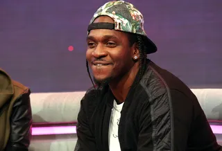 Smirk - Pusha T plays to the livest audience while on 106. (Photo: Bennett Raglin/BET/Getty Images for BET)