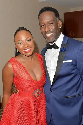 It's A &nbsp;Group Thing - Former 3LW frontwoman Naturi Naughton and Boys II Men's Shawn Stockman show love backstage.&nbsp;(Photo: Earl Gibson/BET/Getty Images for BET)