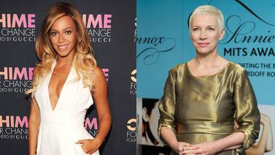 Annie Lennox takes another shot at Beyoncé: - &quot;Listen, twerking is not feminism. It's not — it's not liberating, it's not empowering. It's a sexual thing that you're doing on stage; it doesn't empower you. That's my feeling about it.&quot;(Photos from left: Kevin Mazur /Chime For Change/Getty Images for Gucci/Getty Images for Gucci, Ian Gavan/Getty Images)