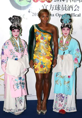 Welcome to China - Serena Williams&nbsp;arrives at the China Open Player Party at the InterContinental hotel in Beijing. (Photo: Chris Hyde/Getty Images)