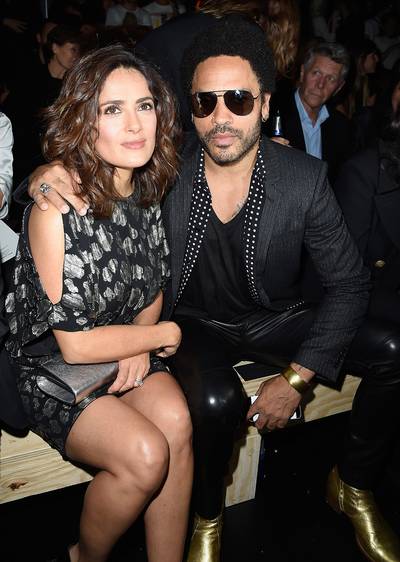 Hollywood Meets Rock 'N Roll - Salma Hayek and Lenny Kravitz attend the Saint Laurent show as part of the Paris Fashion Week Spring/Summer 2015 in Paris.(Photo: Pascal Le Segretain/Getty Images)
