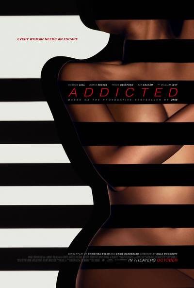 Addicted - Before 50 Shades of Grey, there was Addicted. Now, Zane's wildly erotic 2001 novel is finally coming to the big screen. For those of you who aren?t wrapped up in the Zane craze, Addicted is the story of Zoe Reynard, a gallerist who risks her family and flourishing career when she enters into an affair with a talented painter and slowly loses control of her life. Sharon Leal stars as Zoe, while Boris Kodjoe, William Levy and Tyson Beckford serve as her man candy. Catch it in theaters starting October 10. (Photo: Codeblack Entertainment)