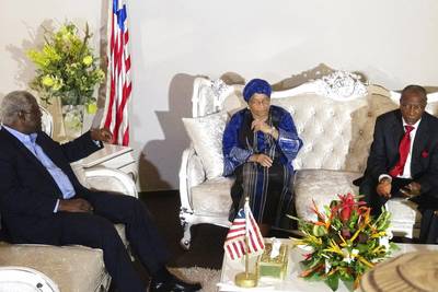 Liberian President Ellen Johnson Sirleaf Requests Aid - Liberian President Ellen Johnson Sirleaf appealed to Obama on Sept. 13 for immediate help in tackling Ebola, saying that her country will lose the fight against the virus without it, Reuters reported. The following day, President Sirleaf announced that she had fired 10 senior officials because they had disregarded instructions to return from abroad to help the government fight Ebola.(Photo: Saliou Samb /Stringer/Landov)