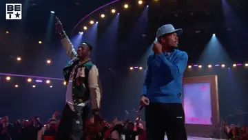 Chance the Rapper and Joey Bada$$ take the stage to perform their song "The Highs & The Lows" at the BET Awards 2022.