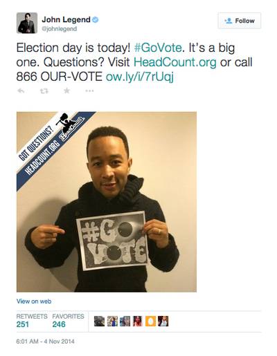 John Legend - Be an informed voter.&nbsp;John Legend shows you how.(Photo: John Legend via Twitter)