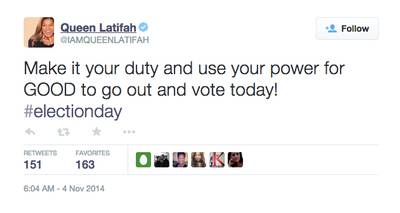 Queen Latifah - Queen Latifah empowers voters doing their part.(Photo: Queen Latifah via Twitter)