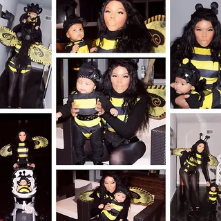 Lil Kim and Royal Reign - This Halloween the Queen Bee along with her little bumblebee hit the town to reclaim her Beehive.(Photo: Lil Kim via Instagram)