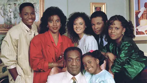 The cast of the Cosby Show on BET breaks in 2018.
