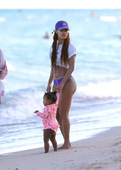 Teyana Taylor - Teyana Taylor and her baby Junie had a playful afternoon on in Miami Beach. (Photo: JS/Thibault Monnier, Pacific Coast News)