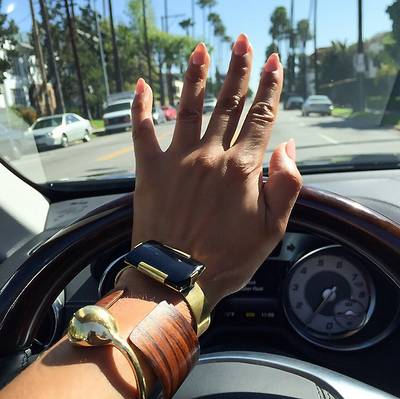 Tracee Ellis Ross - Nevermind her cool bangles (but we’re loving it), let’s all give homage to Tracee’s fresh nude tips. This look goes with everything and never goes out of style.  (Photo: Tracee Ellis Ross via Instagram)