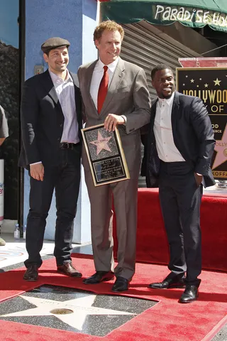 Funny Friends - Will Ferrell&nbsp;and&nbsp;Kevin Hart&nbsp;pose for a photo as Ferrell is honored with a star on the Hollywood Walk of Fame in front of the Hollywood Wax Museum.(Photo: Max DeAngelo, PacificCoastNews)