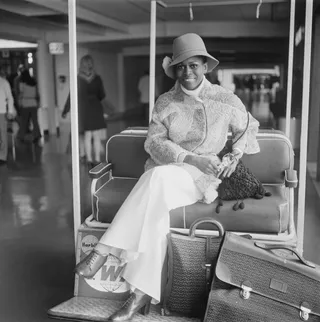 1973: Trendsetting At The Heathrow Airport - (Photo by George Stroud/Express/Hulton Archive/Getty Images)