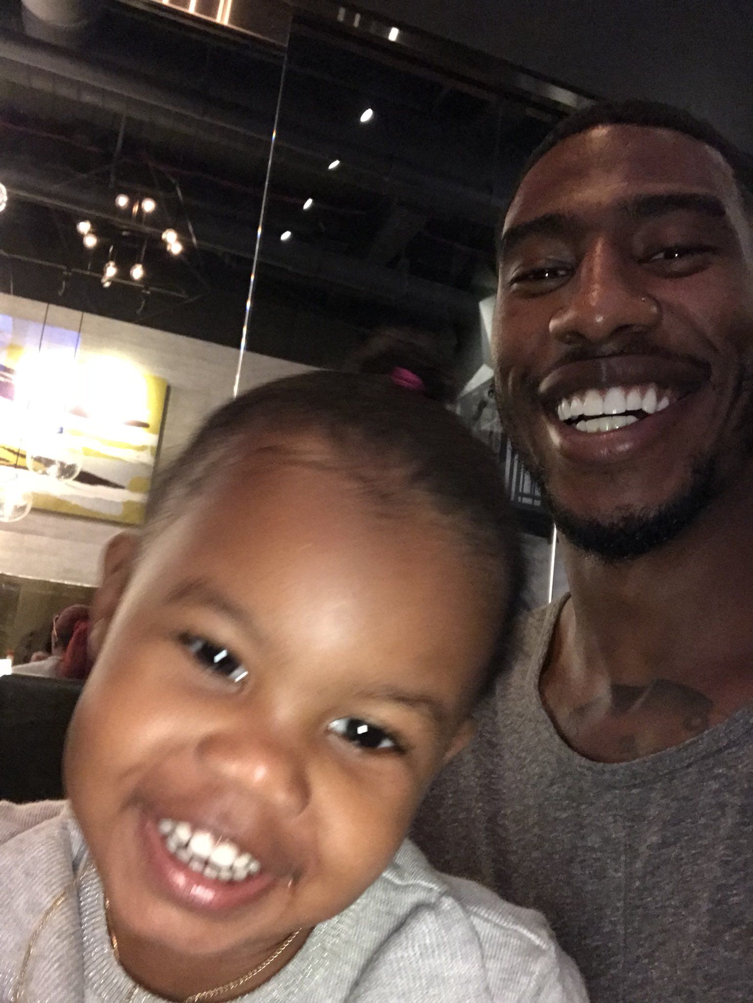 Iman Shumpert and Iman 'Junie' Shumpert, jr. - Teyana Taylor's mini-me looks adorable in this selfie with her daddy.&nbsp;(Photo: Iman Shumpert via Twitter)