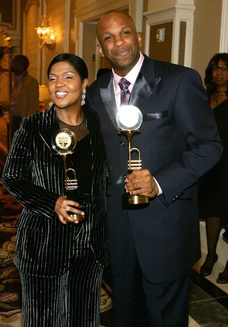 We Are Family - The Winans affectionately dubbed Donnie an honorary family member. Here he celebrates his 2007 Trumpet Award with his &quot;sister&quot; Cece. (Photo by Ethan Miller/Getty Images)