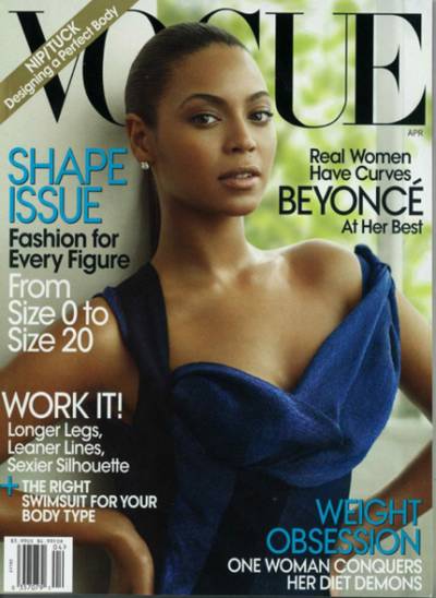 Beyoncé Knowles - Beyoncé landed her first Vogue cover in April 2009.  (Photo: Courtesy of Vogue)