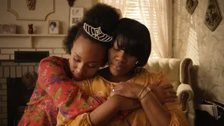 Katlyn Nichol (left) and Kelly Price are caught in a sweet moment as Simone and Brianne Clarke. - (Photo: BET)