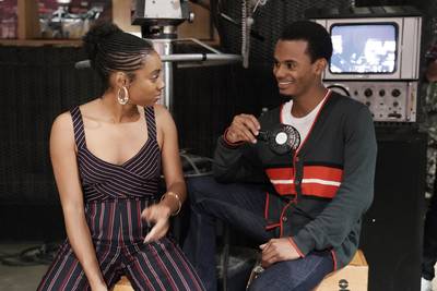 India McGee and Jelani Winston keep cool on the &quot;American Soul&quot; set. - (Photo: Jace Downs/BET)