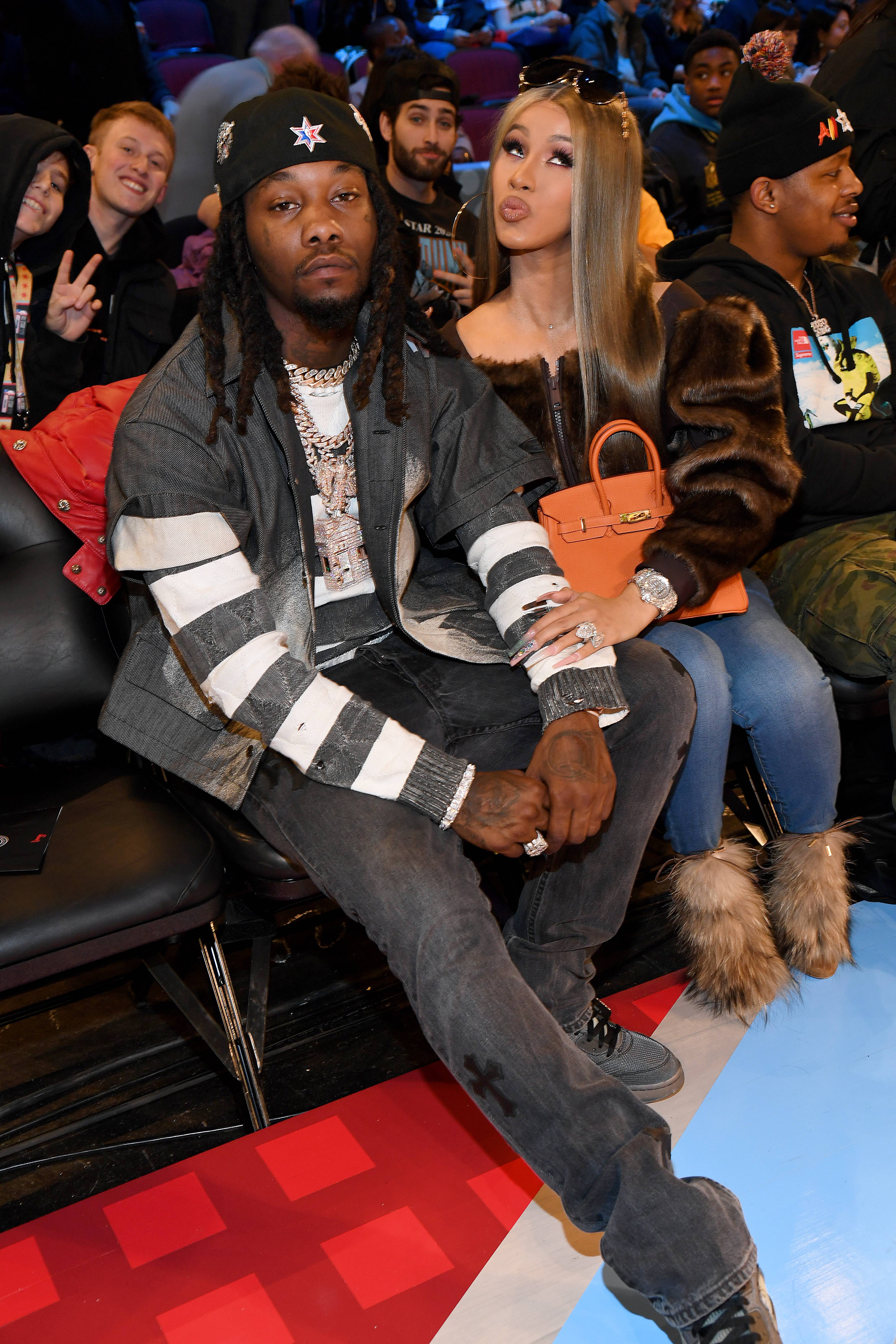 NBA All-Star Weekend 2020 Celebrity Style: Cardi B and Offset attend the 69th NBA All-Star Game.