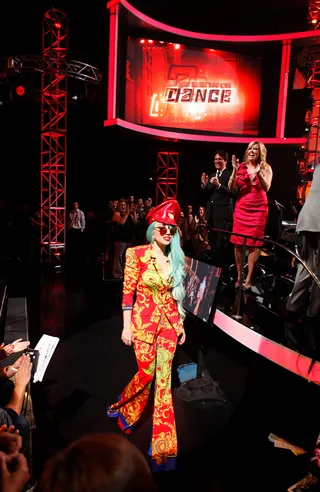 Cuckoo Gaga\r - Lady Gaga onstage at Fox's So You Think You Can Dance. She was a judge for the Top 8 Live Performance show this week in Los Angeles. (Photo: Adam Rose/Fox/PictureGroup)