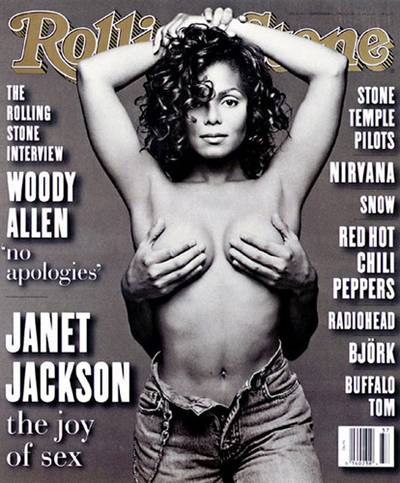 Because of Love - Ms. Jackson featured a cropped version of this photo on the cover of her 1993 album janet. Once the full image was exposed on Rolling Stone, along with the headline &quot;Sexual Healing,&quot; it was almost as shocking as later finding out that she was married (to the guy holding her breasts).(Photo: Rolling Stone Magazine, 1993)