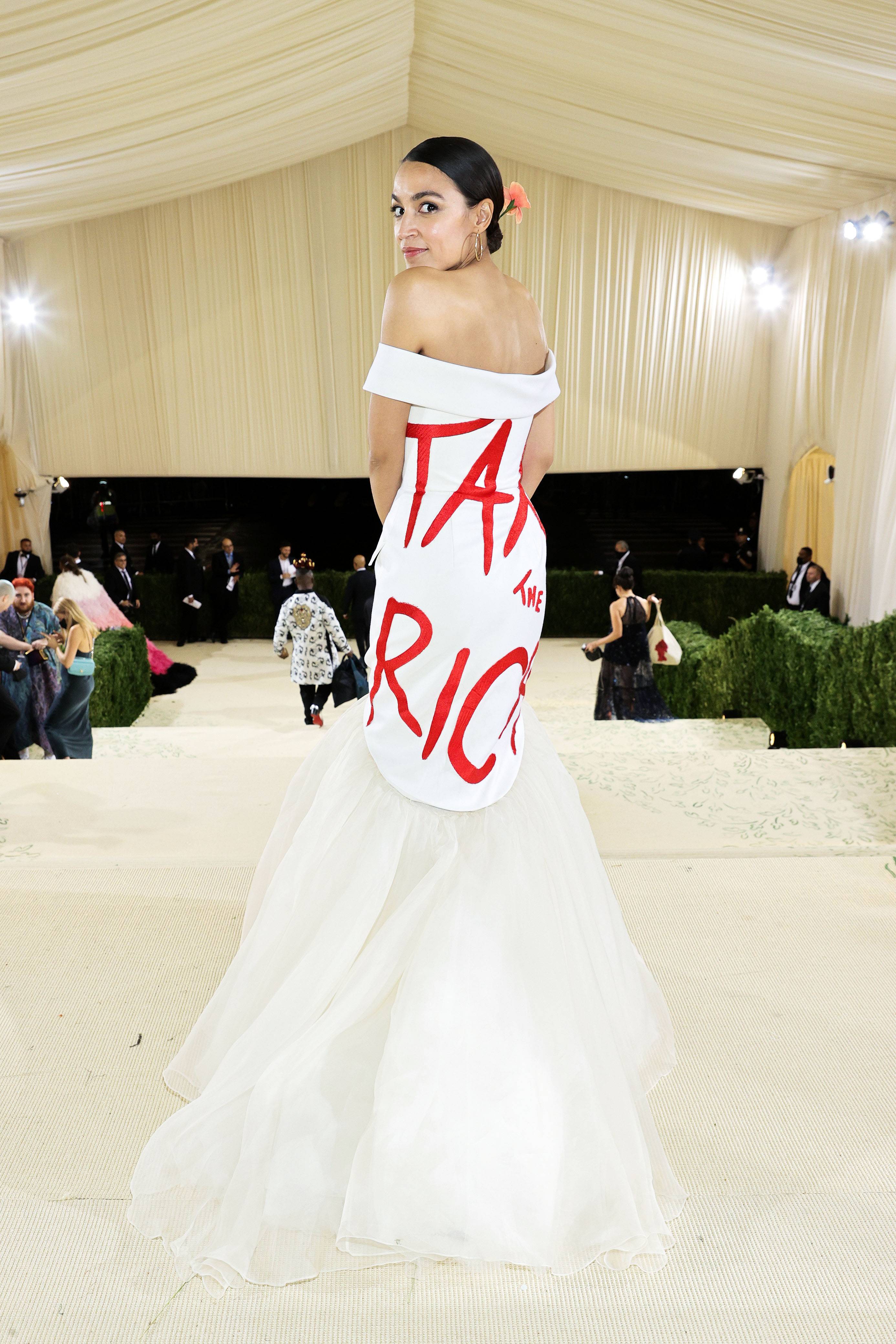 AOC Made a Political Statement With Her Dress at the Met Gala 2021